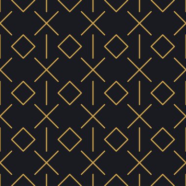 Paketleme ve lüks ürünlerin tasarımı için soyut, dikişsiz geometrik, altın doğrusal desen. Duvar kağıdı, yüzey, web tasarımı, tekstil, dekor için vektör illüstrasyonu.