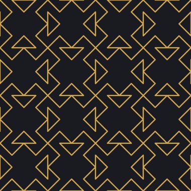 Paketleme ve lüks ürünlerin tasarımı için soyut, dikişsiz geometrik, altın doğrusal desen. Duvar kağıdı, yüzey, web tasarımı, tekstil, dekor için vektör illüstrasyonu.