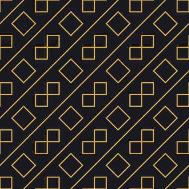 Paketleme ve lüks ürünlerin tasarımı için soyut, dikişsiz geometrik, altın doğrusal desen. Duvar kağıdı, yüzey, web tasarımı, tekstil, dekor için vektör illüstrasyonu.