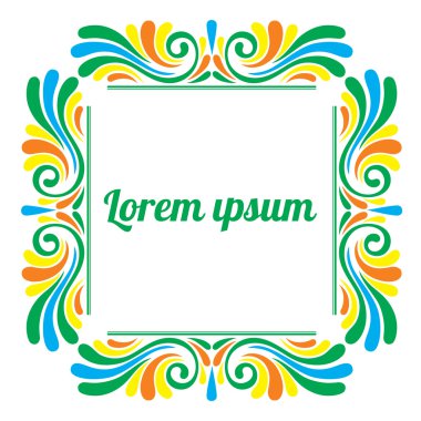 Sarı, yeşil, mavi renklerde soyut kare çerçeve