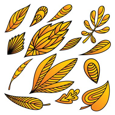 soyut sarı sonbahar yaprakları kümesi