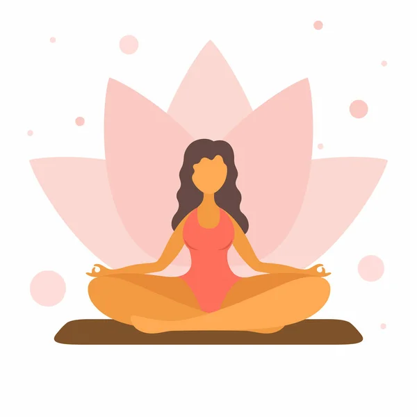 Chica Hace Yoga Posición Loto — Vector de stock