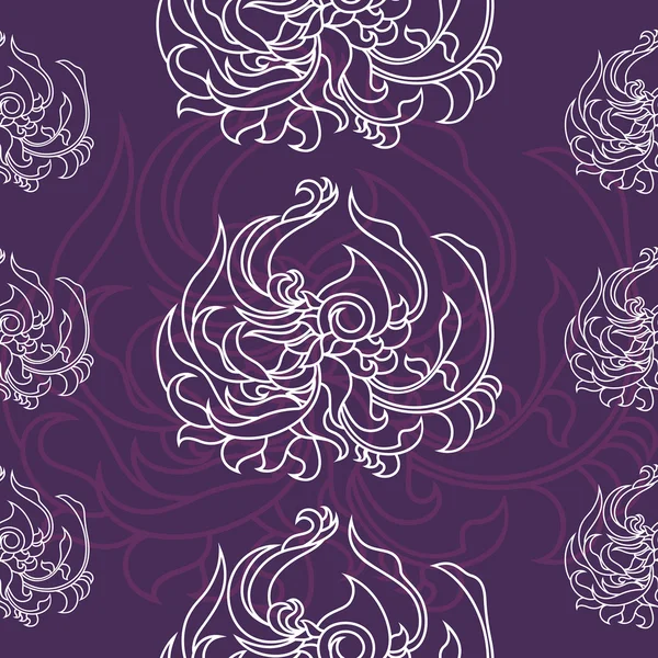 seamless wallpaper with a white flower on a purple background