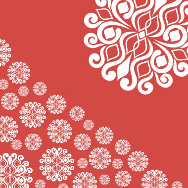 soyut illüstrasyon kırmızı zemin üzerine kar taneleri ile