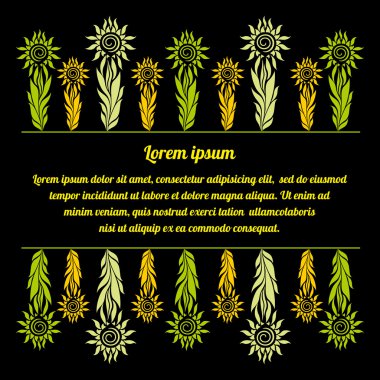 siyah arka plan üzerine parlak çerçeve çiçek