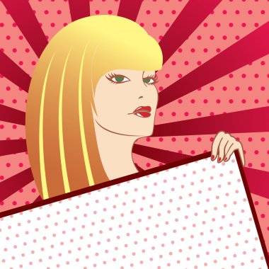 bir kadın bir pop sanat stil bir işareti ile el