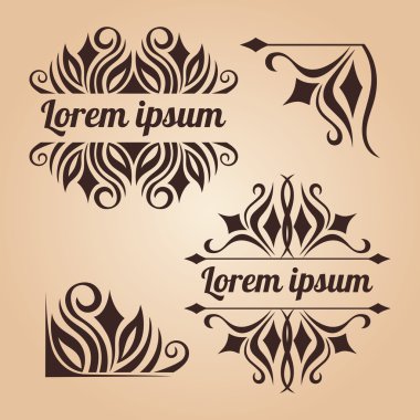 Vintage süsler davetiye, tebrik kartları ve postca için ayarla