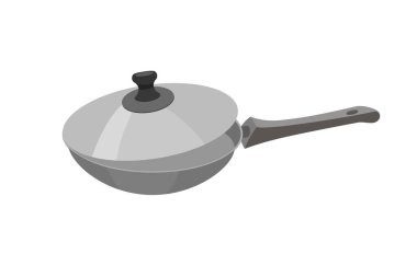 Mutfak ve tencere beyaz arka planda izole edilmiş. Mutfak aletleri, bulaşıklar..