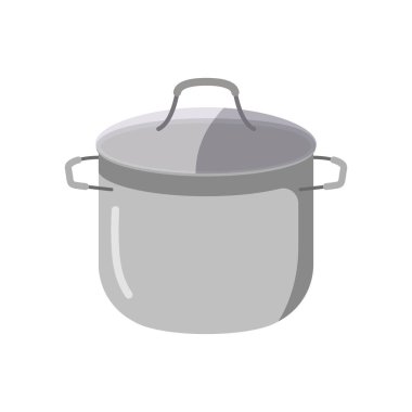 Mutfak ve tencere beyaz arka planda izole edilmiş. Mutfak aletleri, bulaşıklar..