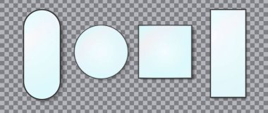 Gerçekçi siyah aynalar oval, dikdörtgen, daire, kare çerçeve vektör kümesi farklı renkleri izole eder. Gerçekçi metalik şablon.
