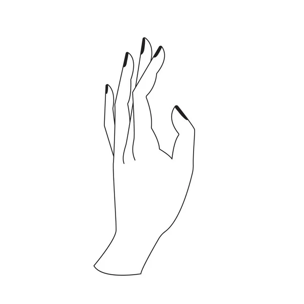 Kvinnans Hand Ikon Kontur Stil Elegant Kvinnlig Hand Trendig Minimal — Stock vektor