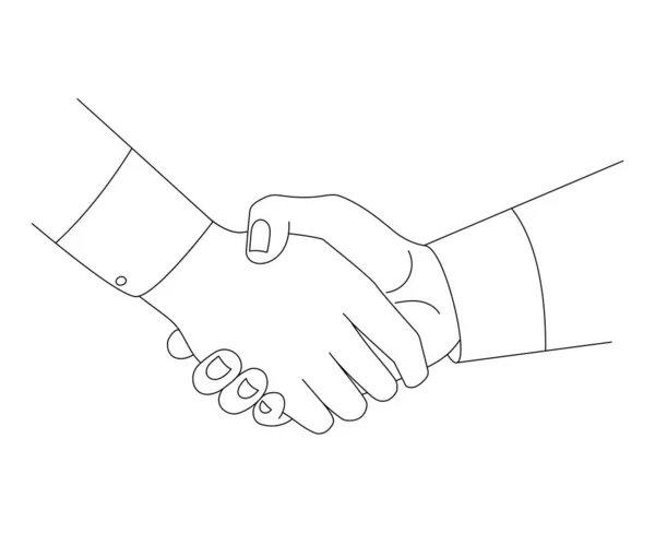 Handshake Line Sketch Concept Partenariat Illustration Vectorielle — Image vectorielle