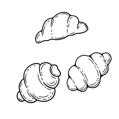 Gnocchi makarna skeci. Karalama ana hatları siyah-beyaz klasik makarna çizimi. Beyaz arkaplanda el çizimi.