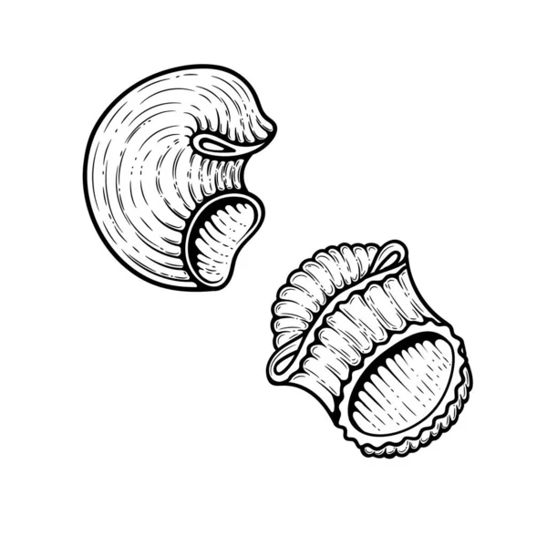 Сделать Эскиз Макарон Макаронные Рисунки Черно Белом Винтажном Стиле Ручной — стоковый вектор