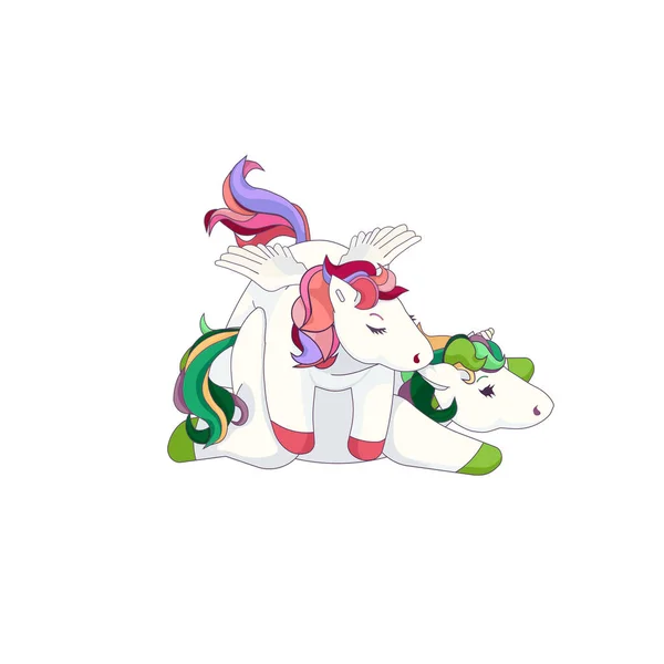 Carino Pegaso Unicorno Sfondo Bianco Isolato Isolato Pegaso Unicorno Stile — Vettoriale Stock