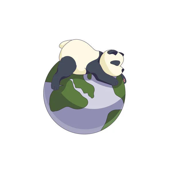 Isolierte Chinesische Bär Hat Ein Nickerchen Auf Dem Planeten Erde — Stockvektor