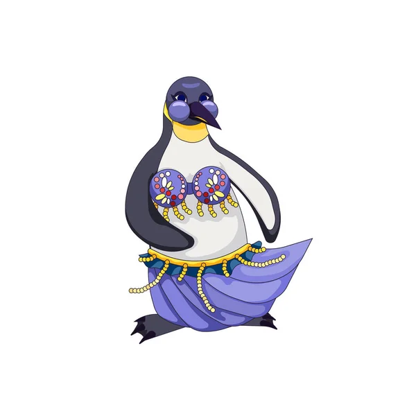 Pingouin Empereur Vecteur Avec Costume Danse Arabe Sur Fond Blanc — Image vectorielle