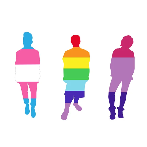 Beyaz Arka Planda Vektör Erkekler Biseksüel Homoseksüel Transseksüel Olarak Izole — Stok fotoğraf