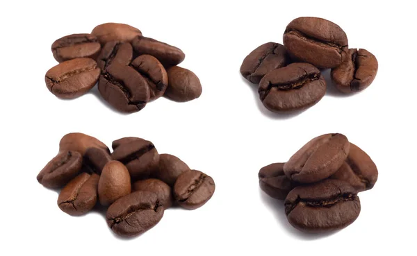 Verschiedene Optionen Für Haufen Von Mehreren Gerösteten Arabica Kaffeebohnen Seitenansicht — Stockfoto