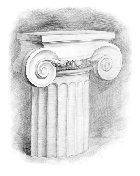 Zeichnung Der Kapitelle Der Säulen Des Ionischen Ordens Isometrie Akademisches Stockbild