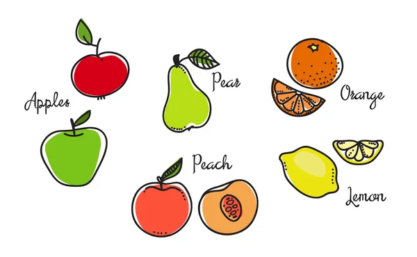 Frutas color-1 — Vector de stock