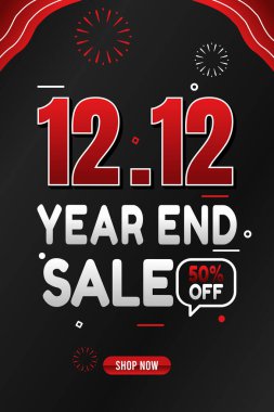 12.12 yıllık vektör grafiği yıl sonu satış promosyonu için uygun. düz dizayn. İlan tasarımı. Düz illüstrasyon