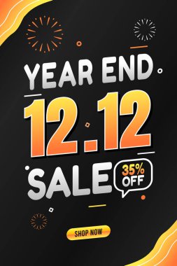 12.12 yıllık vektör grafiği yıl sonu satış promosyonu için uygun. düz dizayn. İlan tasarımı. Düz illüstrasyon