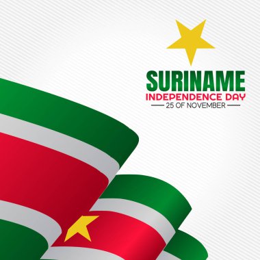Surinam 'ın bağımsızlık gününün vektör grafiği Surinam' ın bağımsızlık günü kutlamaları için iyi. düz dizayn. İlan tasarımı. Düz illüstrasyon.