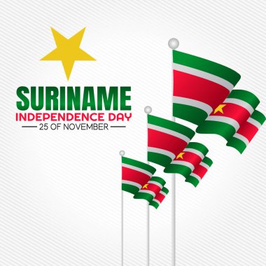 Surinam 'ın bağımsızlık gününün vektör grafiği Surinam' ın bağımsızlık günü kutlamaları için iyi. düz dizayn. İlan tasarımı. Düz illüstrasyon.