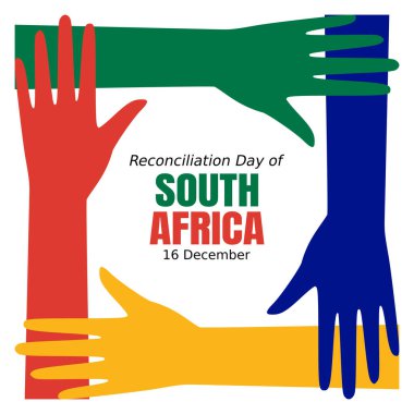 Güney Afrika 'nın uzlaşma gününün vektörel grafiği Güney Afrika kutlamaları için iyi. düz dizayn. İlan tasarımı. Düz illüstrasyon.