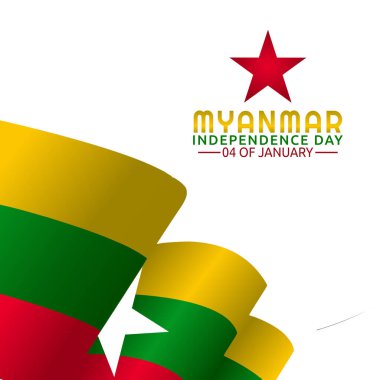 Myanmar 'ın bağımsızlık gününün vektör grafiği Myanmar' ın bağımsızlık günü için iyi. düz dizayn. İlan tasarımı. Düz illüstrasyon.