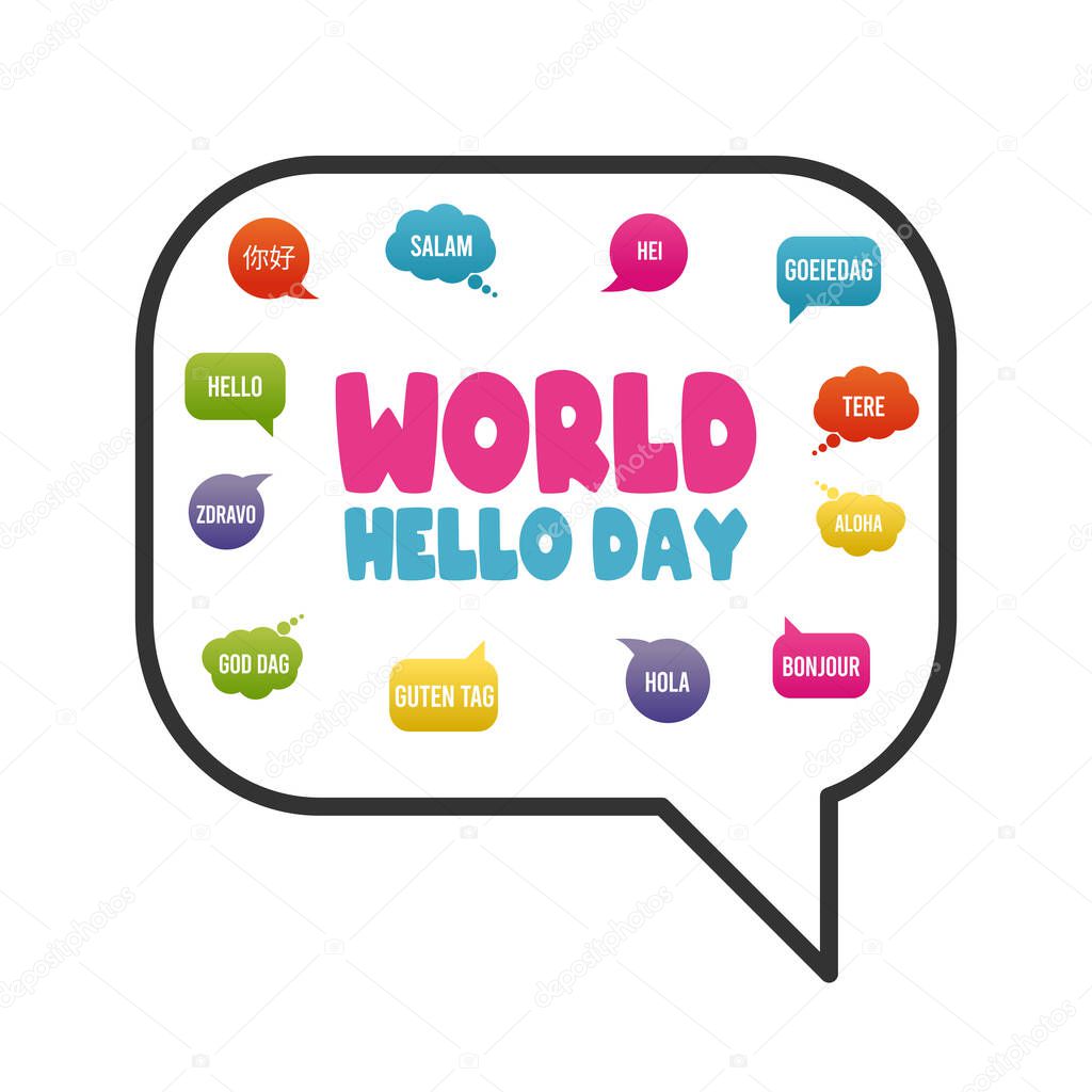 vector graphic of world hello day good for world hello day celebration. flat design. flyer design.flat illustration.