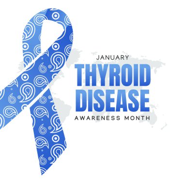 Tiroid hastalığı farkındalığı ayının vektör grafiği tiroid hastalıklarının farkındalık ayı kutlamaları için iyidir. düz dizayn. İlan tasarımı. Düz illüstrasyon.