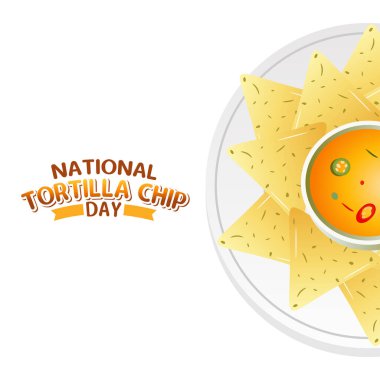 Ulusal tortilla cipsi günü vektör grafiği Tortilla cipsi günü kutlaması için iyidir. düz dizayn. İlan tasarımı. Düz illüstrasyon.
