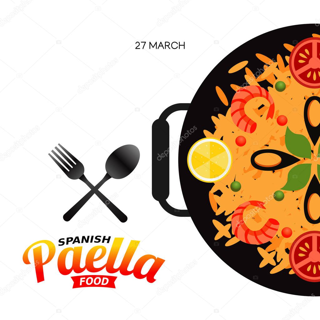 vector graphic of Spanish paella food good for Spanish paella food celebration. flat design. flyer design.flat illustration.