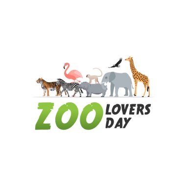 Hayvanat bahçesi aşıkları günü vektör grafiği hayvanat bahçesi aşıkları günü kutlamaları için iyidir. düz dizayn. İlan tasarımı. Düz illüstrasyon.