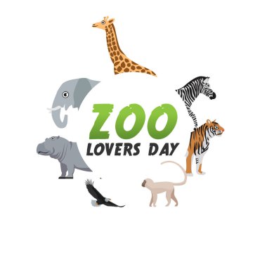 Hayvanat bahçesi aşıkları günü vektör grafiği hayvanat bahçesi aşıkları günü kutlamaları için iyidir. düz dizayn. İlan tasarımı. Düz illüstrasyon.