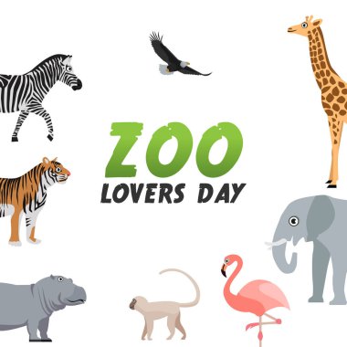 Hayvanat bahçesi aşıkları günü vektör grafiği hayvanat bahçesi aşıkları günü kutlamaları için iyidir. düz dizayn. İlan tasarımı. Düz illüstrasyon.