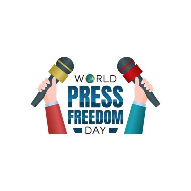 Dünya Basın Özgürlüğü Günü 'nün vektör grafiği Dünya Basın Özgürlüğü Günü kutlamaları için iyidir. düz dizayn. İlan tasarımı. Düz illüstrasyon.