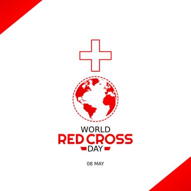 Dünya Kızıl Haç Günü 'nün vektör grafiği Kızıl Haç Günü kutlamaları için iyidir. düz dizayn. İlan tasarımı. Düz illüstrasyon.