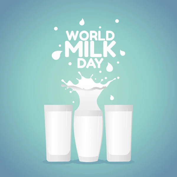 Süt gününün vektör grafiği dünya süt günü kutlaması için iyidir. düz dizayn. İlan tasarımı. Düz illüstrasyon.