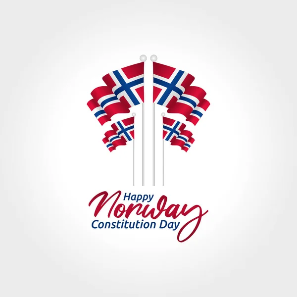 노르웨이 헌법의 헌법의 축하를 날입니다 디자인 Flyer Design Flat Illustration — 스톡 벡터