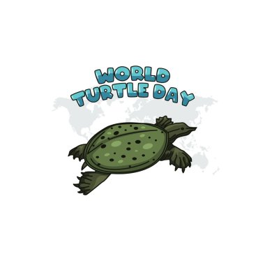 Dünya Kaplumbağa Günü 'nün vektör grafiği Dünya Kaplumbağa Günü kutlaması için iyi. düz dizayn. İlan tasarımı. Düz illüstrasyon.