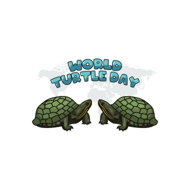 Dünya Kaplumbağa Günü 'nün vektör grafiği Dünya Kaplumbağa Günü kutlaması için iyi. düz dizayn. İlan tasarımı. Düz illüstrasyon.