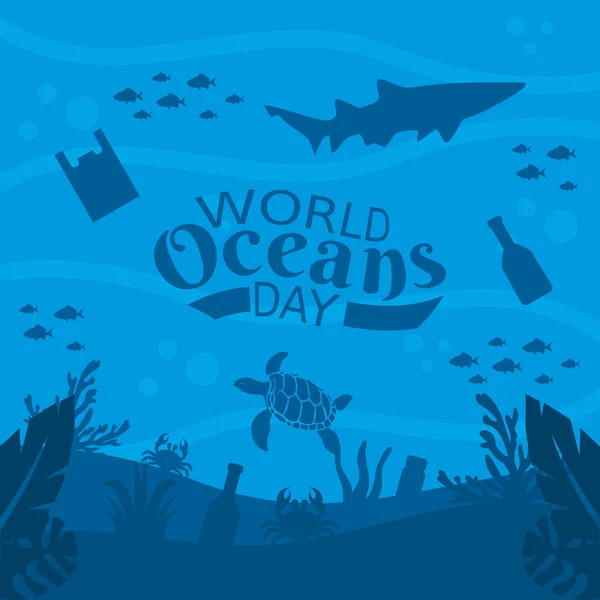 Gráfico Vetorial Dos Oceanos Mundiais Dia Bom Para Celebração Dia — Vetor de Stock