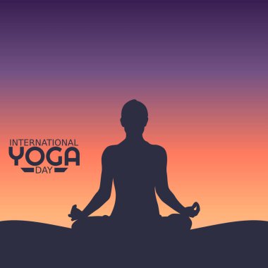 Uluslararası yoga gününün vektör grafiği uluslararası yoga günü kutlamaları için iyidir. düz dizayn. İlan tasarımı. Düz illüstrasyon.