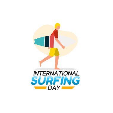 Uluslararası sörf gününün vektör grafiği uluslararası sörf günü kutlaması için iyi. düz dizayn. İlan tasarımı. Düz illüstrasyon.