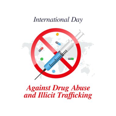 Uyuşturucu Bağımlılığı ve Yasadışı Kaçakçılığa Karşı Uluslararası Gün 'ün vektör grafiği Uyuşturucu Bağımlılığı ve Kaçakçılık kutlamalarına karşı Uluslararası Gün için iyi. düz dizayn. Broşür tasarımı.