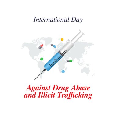 Uyuşturucu Bağımlılığı ve Yasadışı Kaçakçılığa Karşı Uluslararası Gün 'ün vektör grafiği Uyuşturucu Bağımlılığı ve Kaçakçılık kutlamalarına karşı Uluslararası Gün için iyi. düz dizayn. Broşür tasarımı.