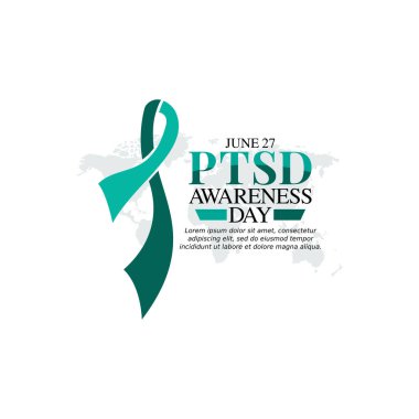 Travma Sonrası Stres Bilinci Günü 'nün vektör grafiği PTSD farkındalık günü kutlamaları için iyidir. düz dizayn. İlan tasarımı. Düz illüstrasyon.